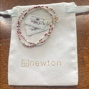enewton Crimson and White Beaded Bracelet with Gold Accents